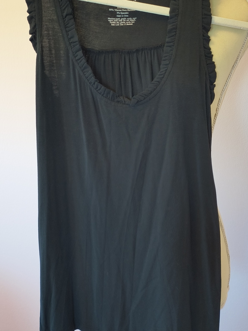 Classic Black Ruffle-Trim Tank Top